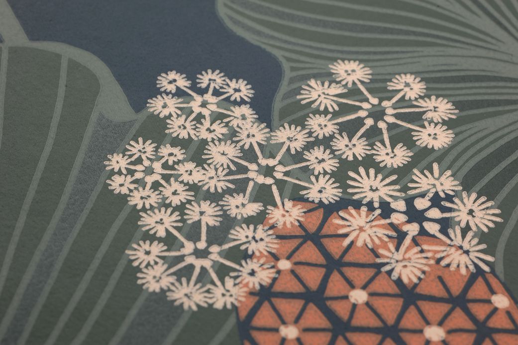 Orientalische Tapeten Tapete Kagome Grüntöne Detailansicht