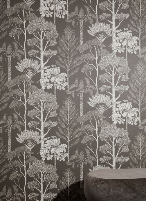 Designer Wallpaper Trees beige grey Room View