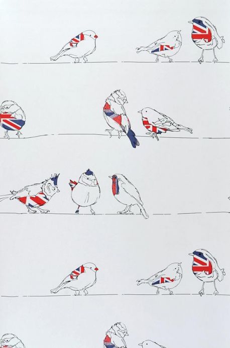 Archiv Carta da parati Royal Birds rosso Larghezza rotolo