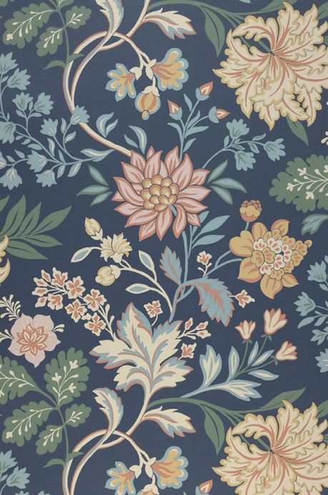 Floral Wallpaper Wallpaper Ebba dark blue Roll Width