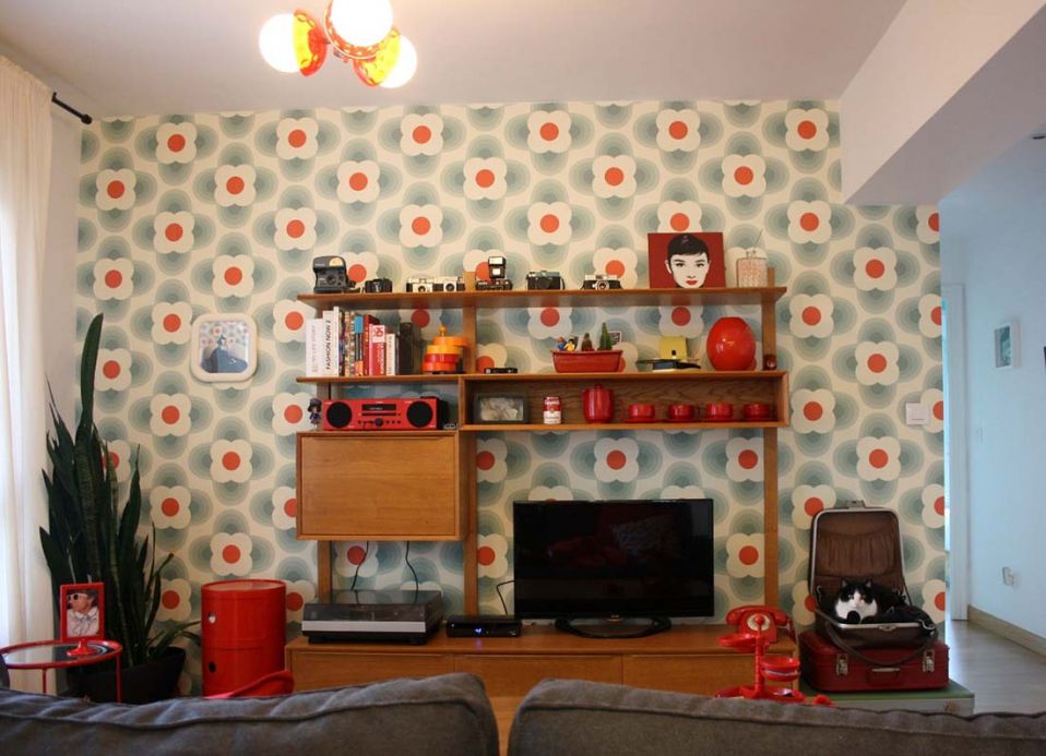Orange Wallpaper Wallpaper Selene grey blue Room View