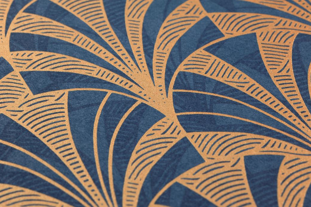 Art Deco Tapeten Tapete Obidos Dunkelblau Detailansicht