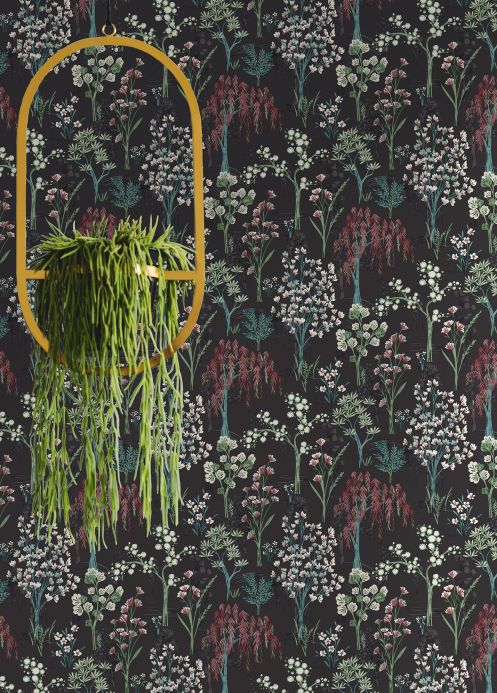 Papel pintado botánico Papel pintado Sinfonia gris antracita Ver habitación