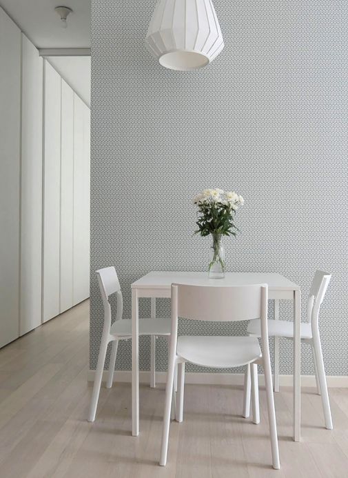 Geometric Wallpaper Wallpaper Hermod mint grey Room View