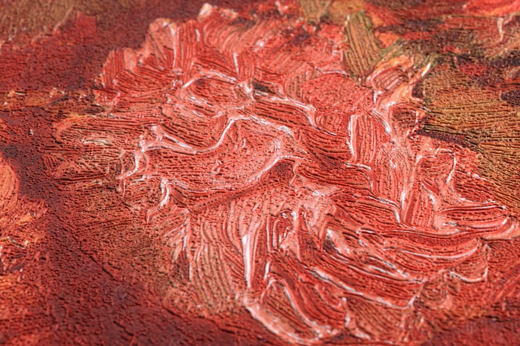 Papel de parede rústico Papel de parede VanGogh Peonies vermelho marrom Ver detalhe