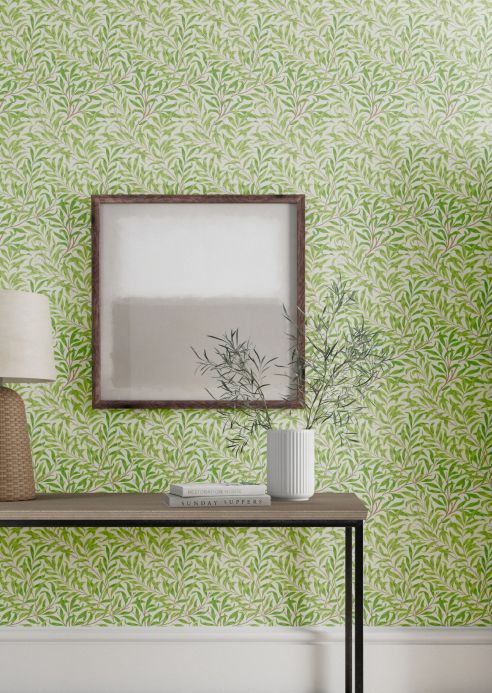 Papel de parede botânico Papel de parede Darcie verde pera Ver ambiente