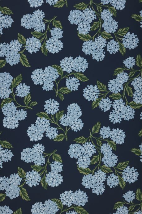 Papel de parede floral Papel de parede Hydrangea azul escuro Largura do rolo
