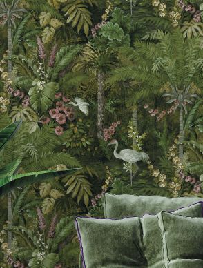 Papel pintado Melora tonos de verde Raumansicht