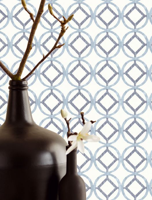 Geometric Wallpaper Wallpaper Larmuss pigeon blue Room View