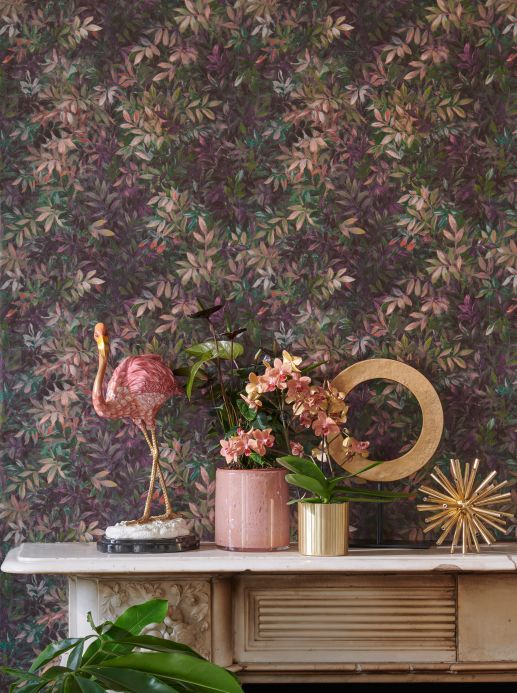 Leaf and Foliage Wallpaper Wallpaper Congo crimson violet Room View