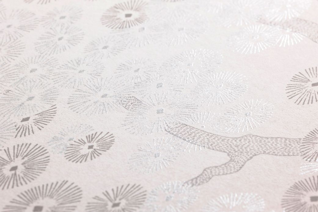 Papel pintado floral Papel pintado Kirigami gris claro perla Ver detalle