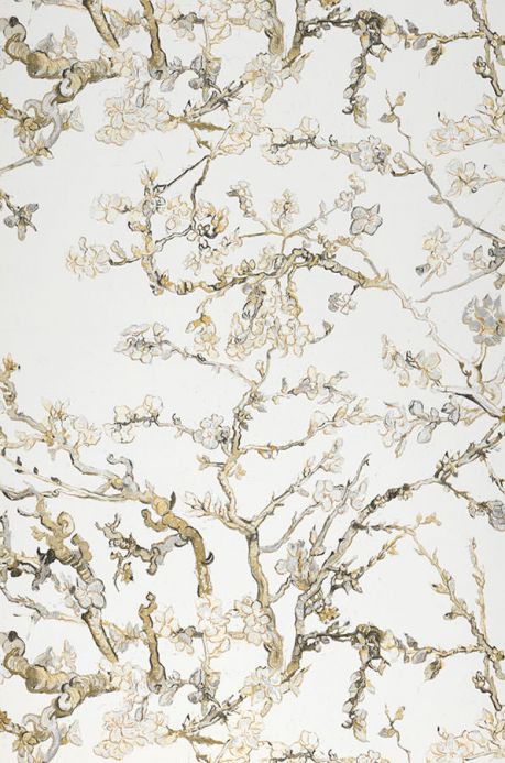 Papel de parede floral Papel de parede VanGogh Blossom branco Largura do rolo