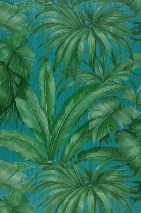 Papier peint avec des feuilles et du feuillage Papier peint Yasmin turquoise Largeur de lé