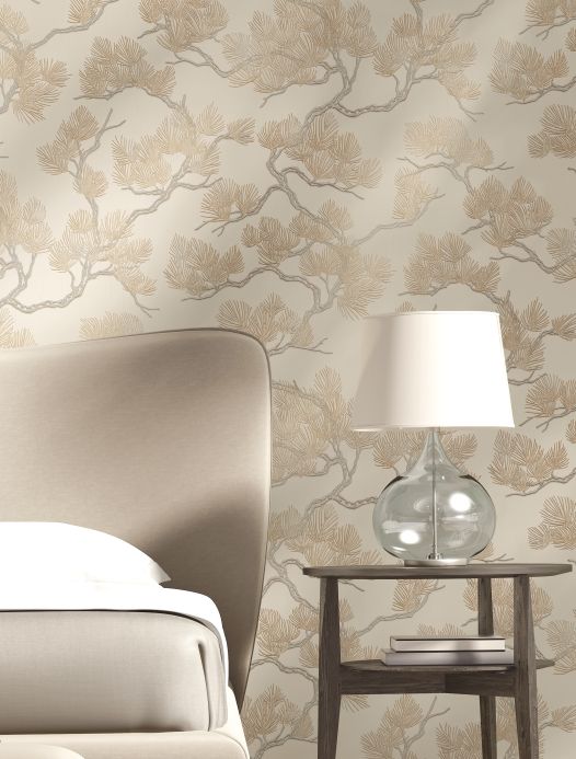 Forest and Tree Wallpaper Wallpaper Sagano cream white Room View