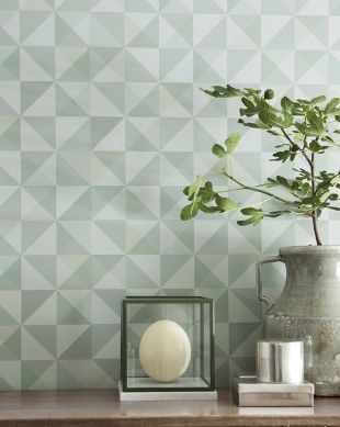 Wallpaper Pelias mint grey Room View