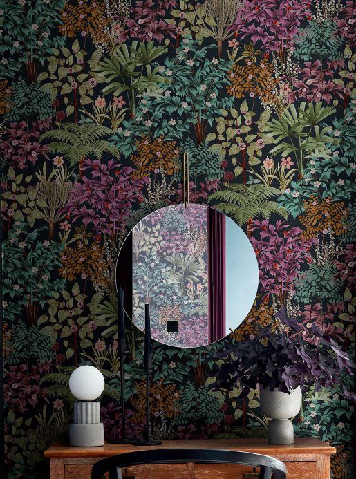 Leaf and Foliage Wallpaper Wallpaper Raigon anthracite Room View