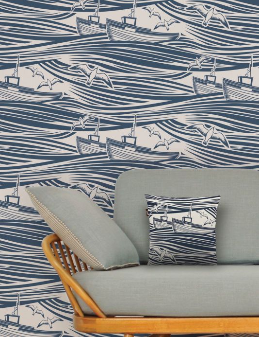 Paper-based Wallpaper Wallpaper Ulysses azure blue Room View