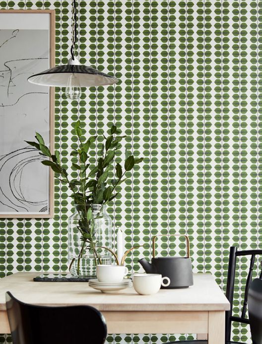 Striped Wallpaper Wallpaper Leonarda green Room View