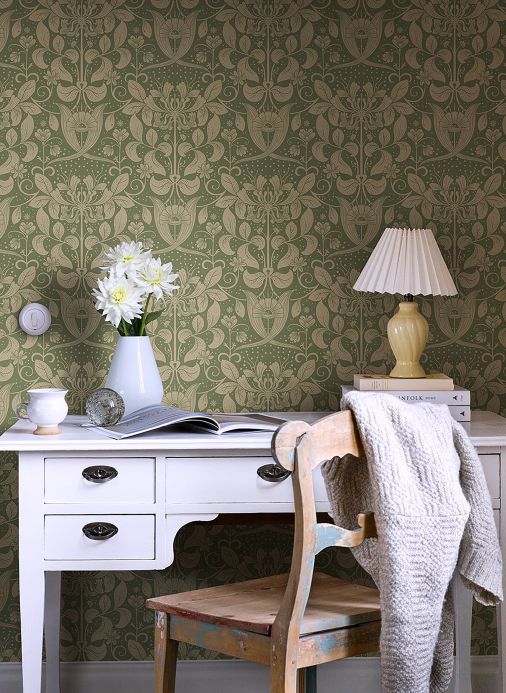 Leaf and Foliage Wallpaper Wallpaper Oskari mint turquoise Room View