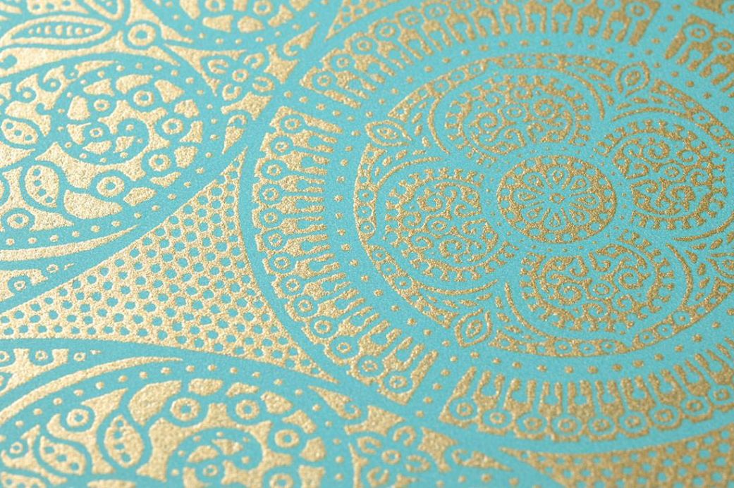 Archiv Wallpaper Kassandra turquoise Detail View