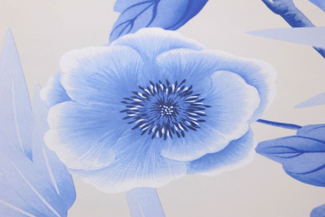 Carta da parati floreale Carta da parati Elisabeth toni di blu Visuale dettaglio