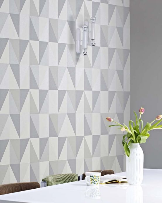 Geometric Wallpaper Wallpaper Lenus platinum grey Room View