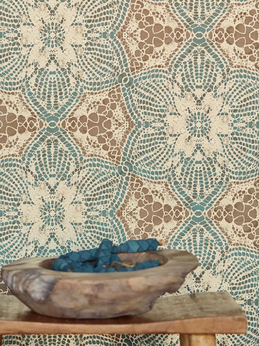 Papel de parede oriental Papel de parede Marrakesh azul turquesa Ver quarto