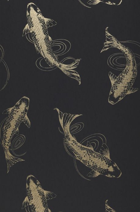 Papel de parede com peixes Papel de parede Dancing Koi ouro brilhante Largura do rolo