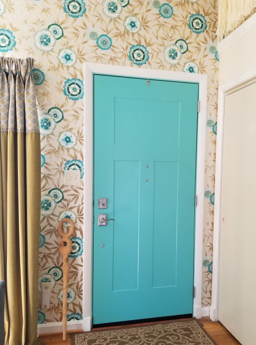White Wallpaper Wallpaper Sefina turquoise blue Room View