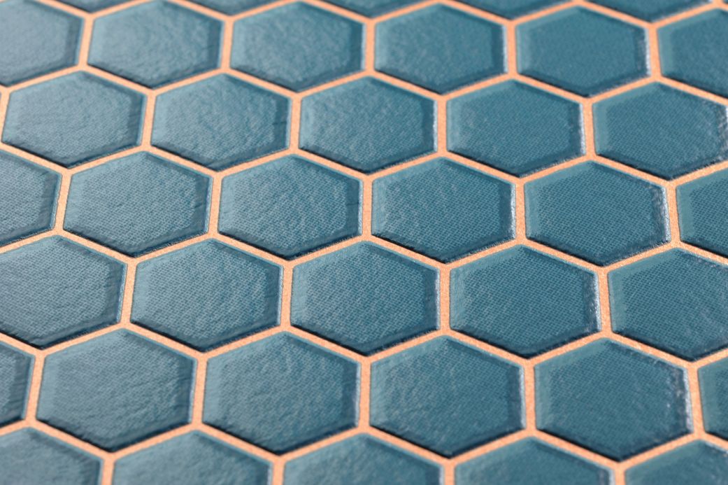 Material Tapete Bogo Wasserblau Detailansicht