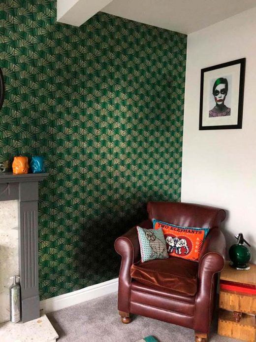 Archiv Wallpaper Gimog emerald green lustre Room View