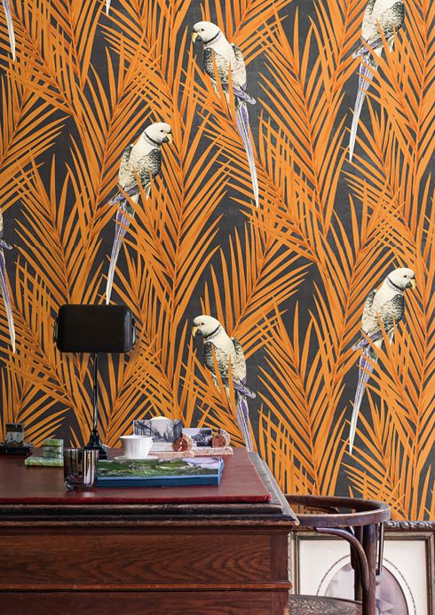 Bird Wallpaper Wallpaper Talamanca orange brown Room View