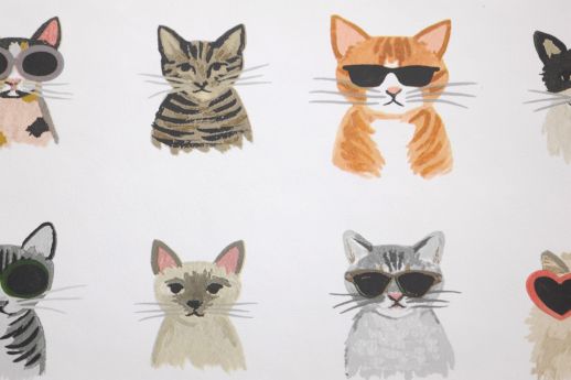 Selbstklebende Tapete Cool Cats Weiss Detailansicht