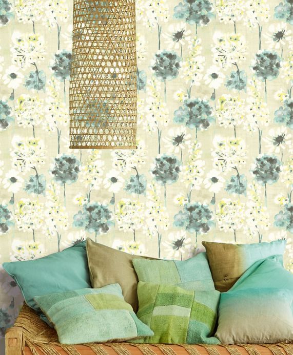 Floral Wallpaper Wallpaper Evote light green Room View