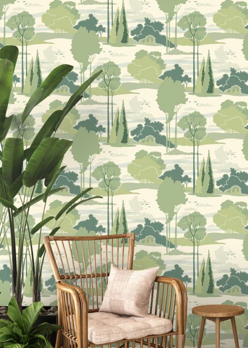 Archiv Wallpaper Haru shades of green Room View