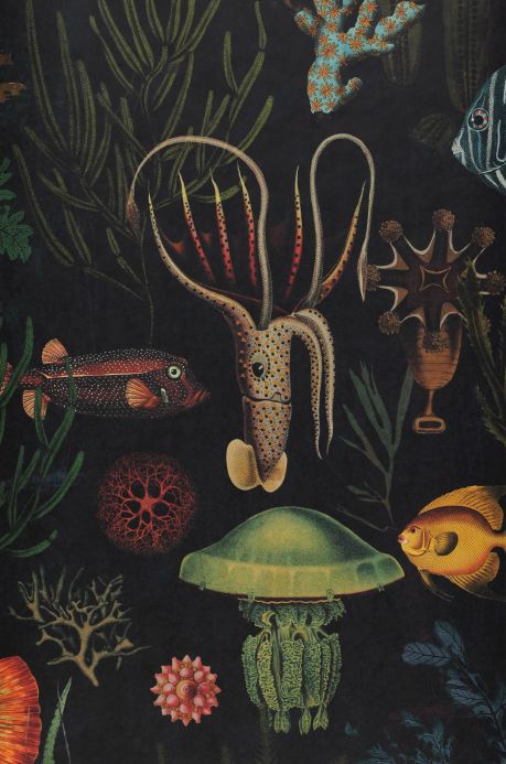 Papier peint avec des poissons Photo murale Oceania anthracite Largeur de lé