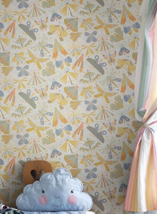 Butterfly Wallpaper Wallpaper Ingrid grey white Room View