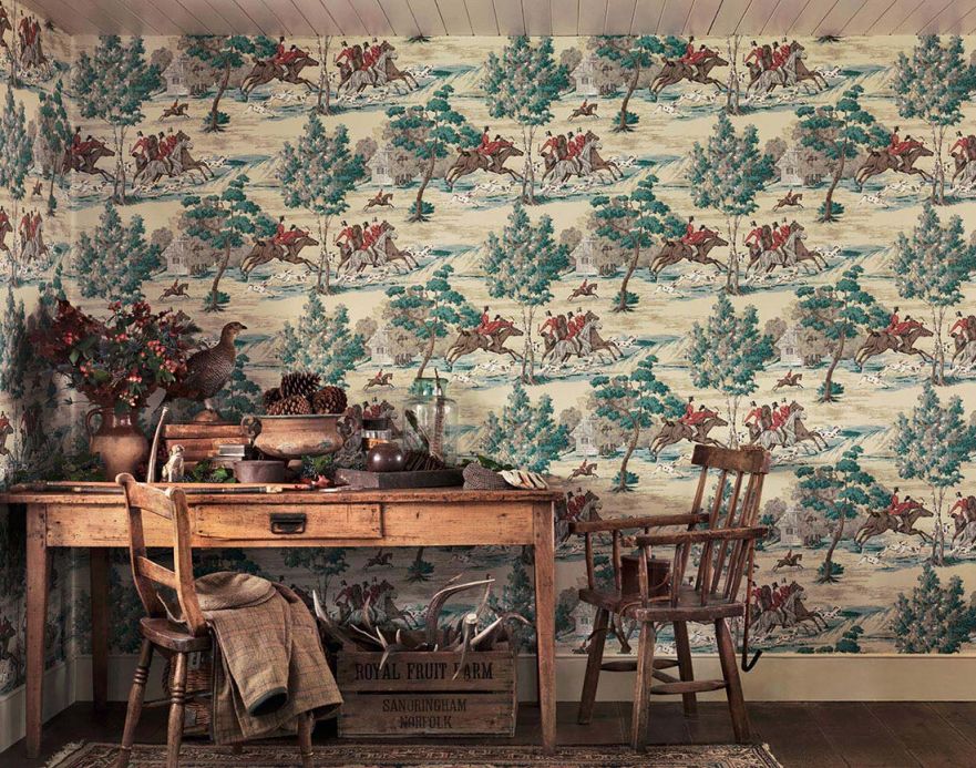 Wallpaper patterns Wallpaper Taylor mint turquoise Room View