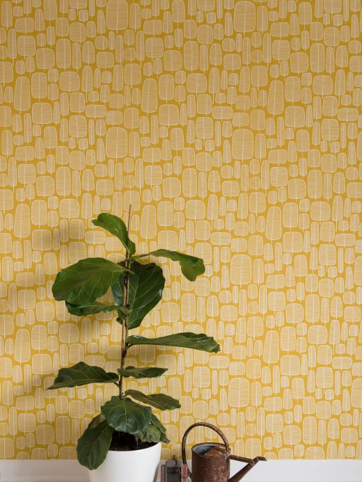 Rooms Wallpaper Little Trees golden yellow Room View