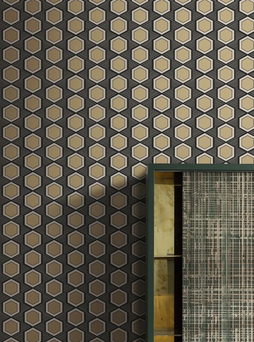 Geometric Wallpaper Wallpaper Uroko black Room View