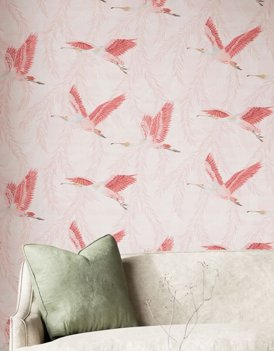 Red Wallpaper Wallpaper Anette shades of pink Room View