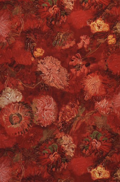 Papel pintado floral Papel pintado VanGogh Peonies rojo parduzco Ancho rollo
