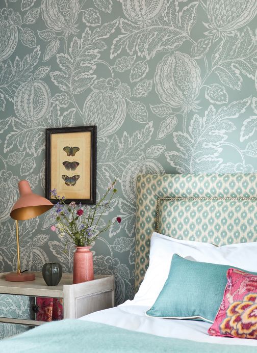 Botanical Wallpaper Wallpaper Valldemossa pale mint-turquoise Room View