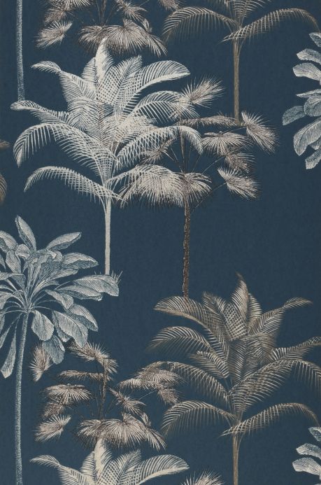 Papel de parede botânico Papel de parede Palmier Imperial azul acinzentado Largura do rolo