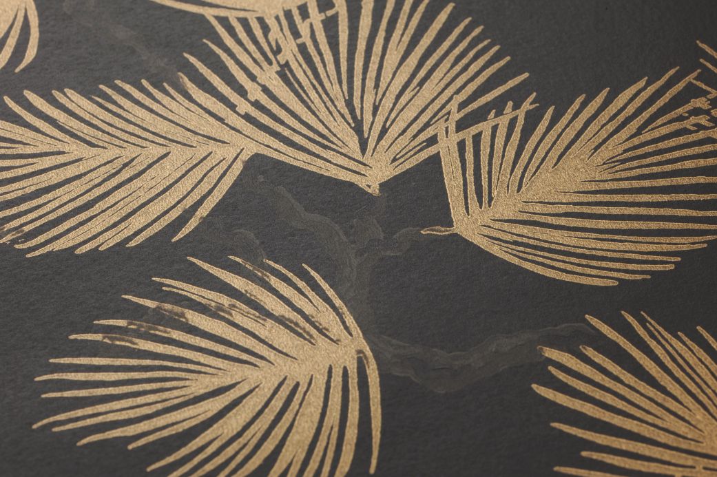 Papel pintado negro Papel pintado Pine oro brillante Ver detalle