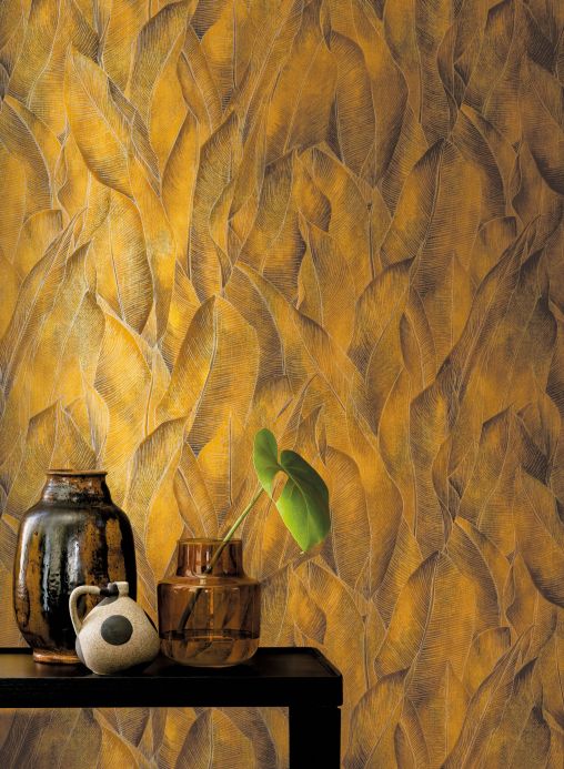 Papel de parede botânico Papel de parede Tatami amarelo milho Ver ambiente