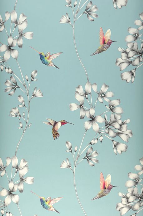 Bird Wallpaper Wallpaper Gesine pastel turquoise Roll Width