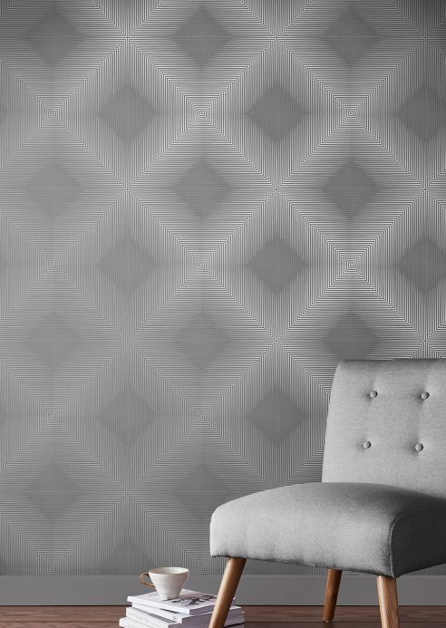 Silver Wallpaper Wallpaper Amani grey Room View