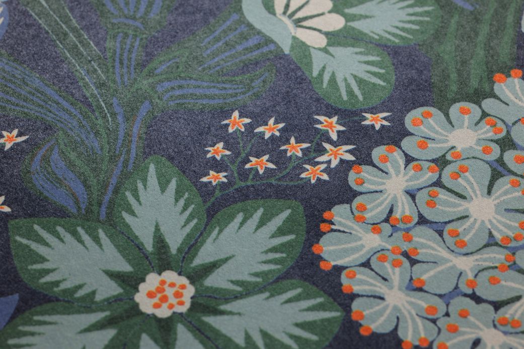 Floral Wallpaper Wallpaper Fanfara dark blue Detail View