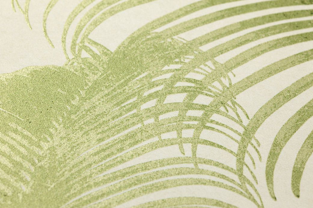Carta da parati botanica Carta da parati Milva verde chiaro scintillante Visuale dettaglio